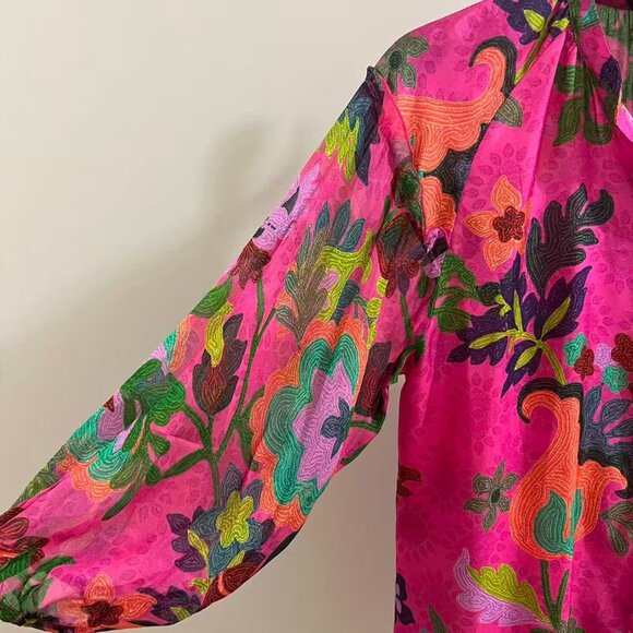 NWOT Johnny Was Martijn Silk Long Sleeves Pink Button Blouse Shirt Size S - Picture 9 of 16